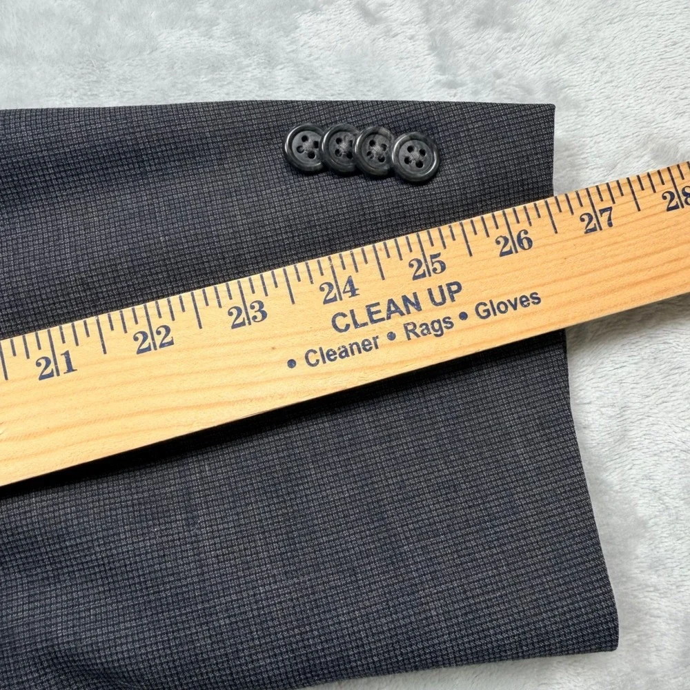 Hart Schaffner Marx Mens 44L Blazer Charcoal Textured Two Button Vtg USA Made